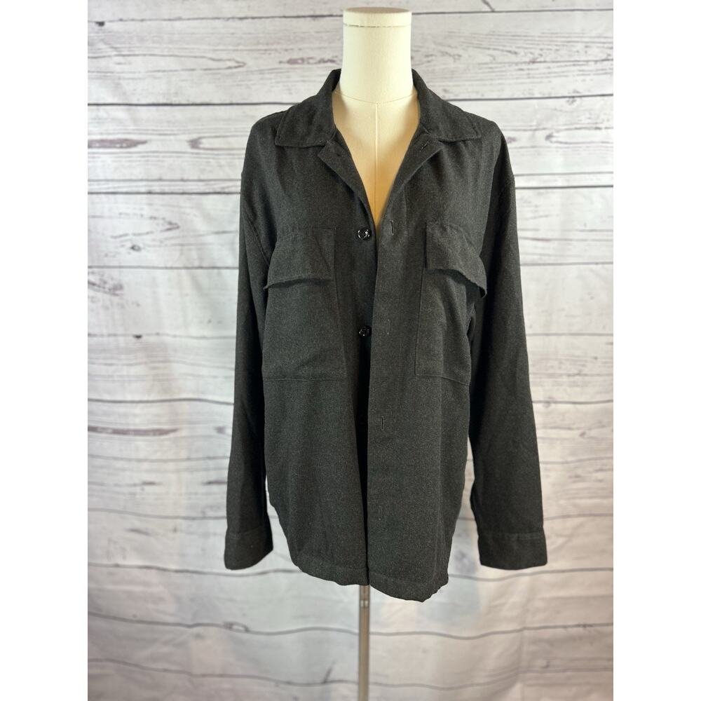 Abercrombie & Fitch Shacket Womens Medium Dark Gray Button Front Jacket Shirt